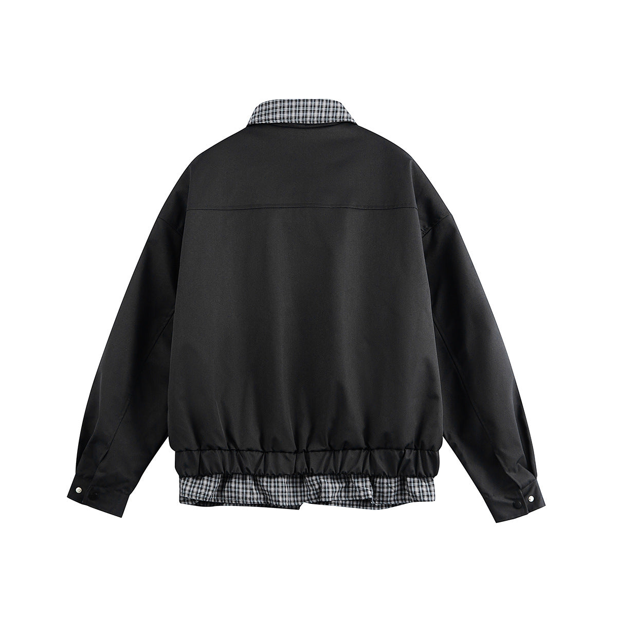 Men's layered-look blouson jacket with check collar and adjustable hem Chichicherry