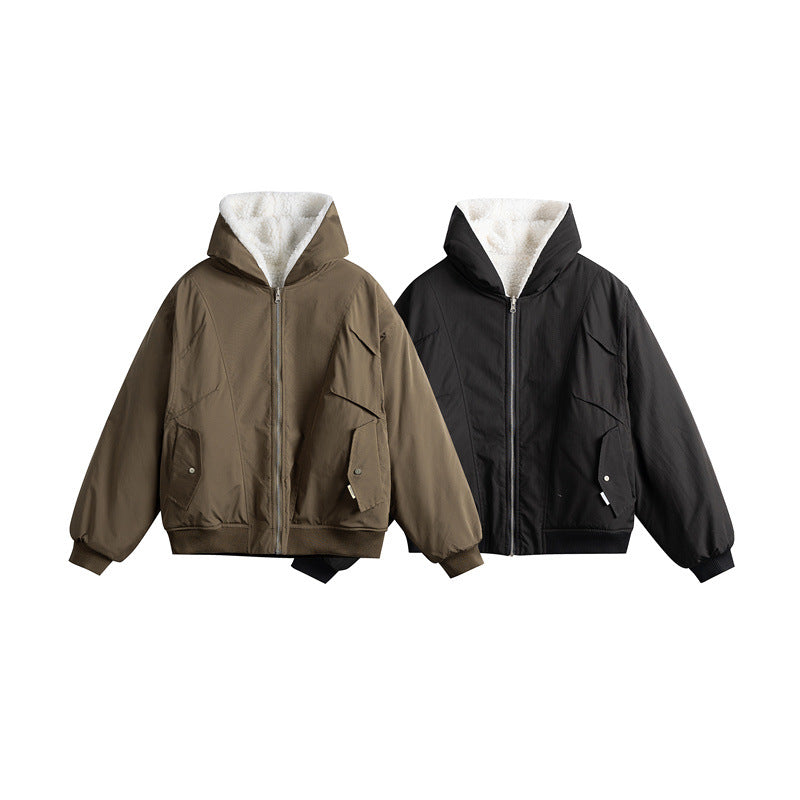 Unisex Oversize Utility Bomber with padded teddy lining and asymmetrical flap pockets Chichicherry