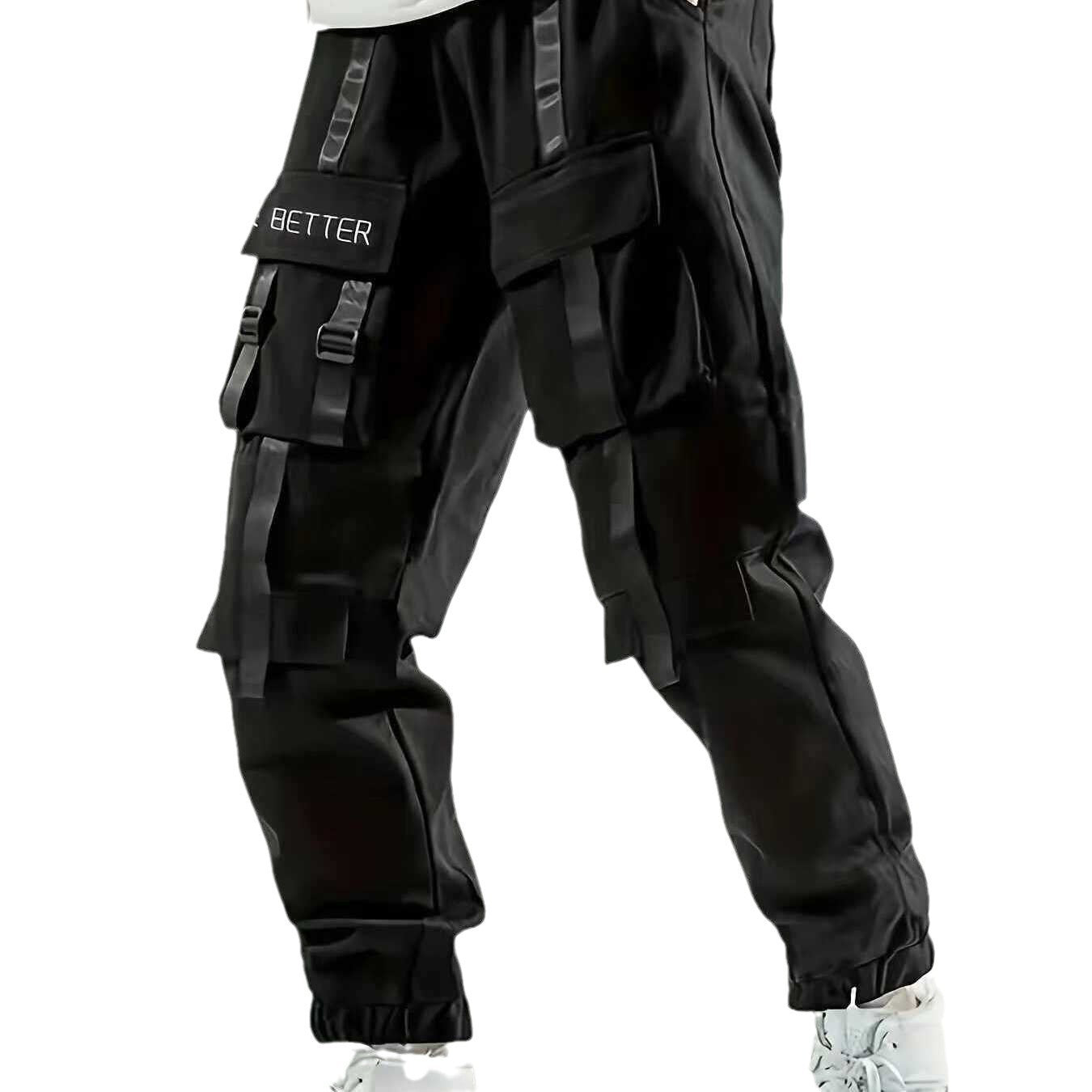Men's Multifunctional Cargo Joggers with Flap and Belt Details Chichicherry