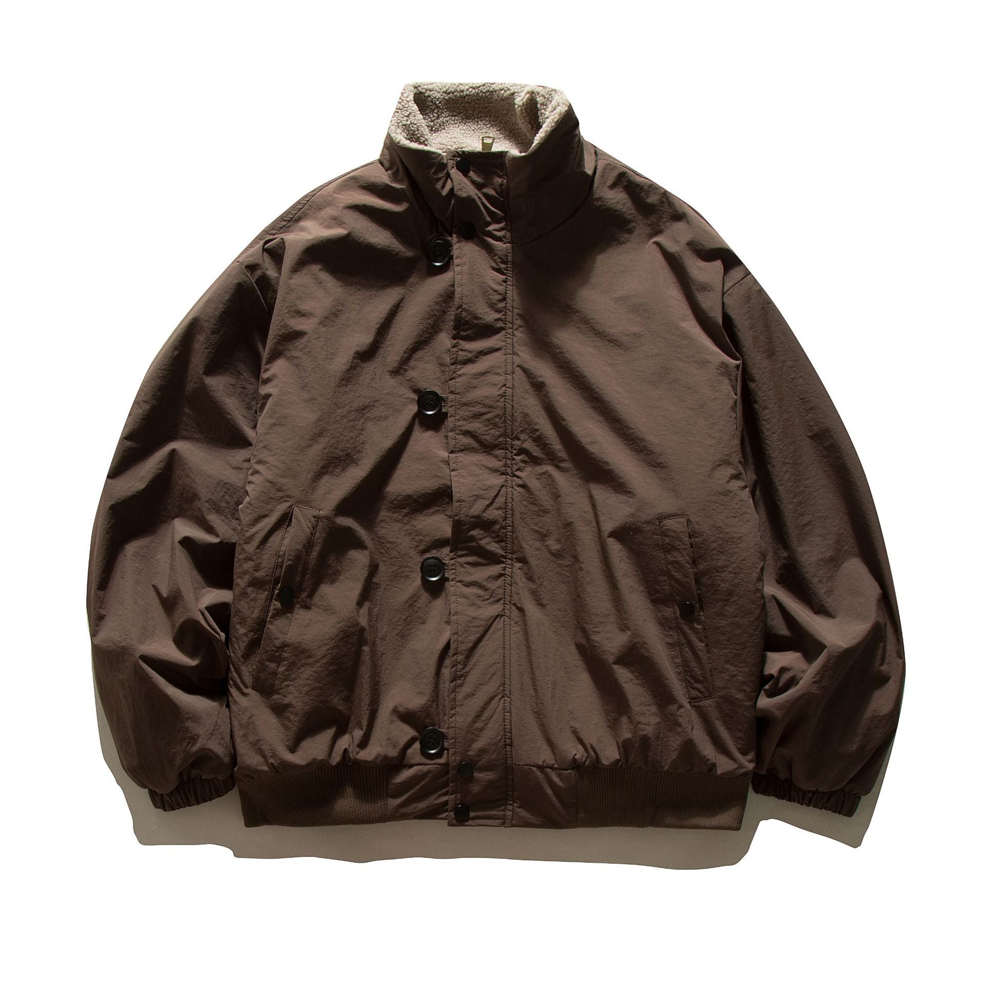 Men's short-cut thermo blouson jacket with high-collar sherpa collar Chichicherry