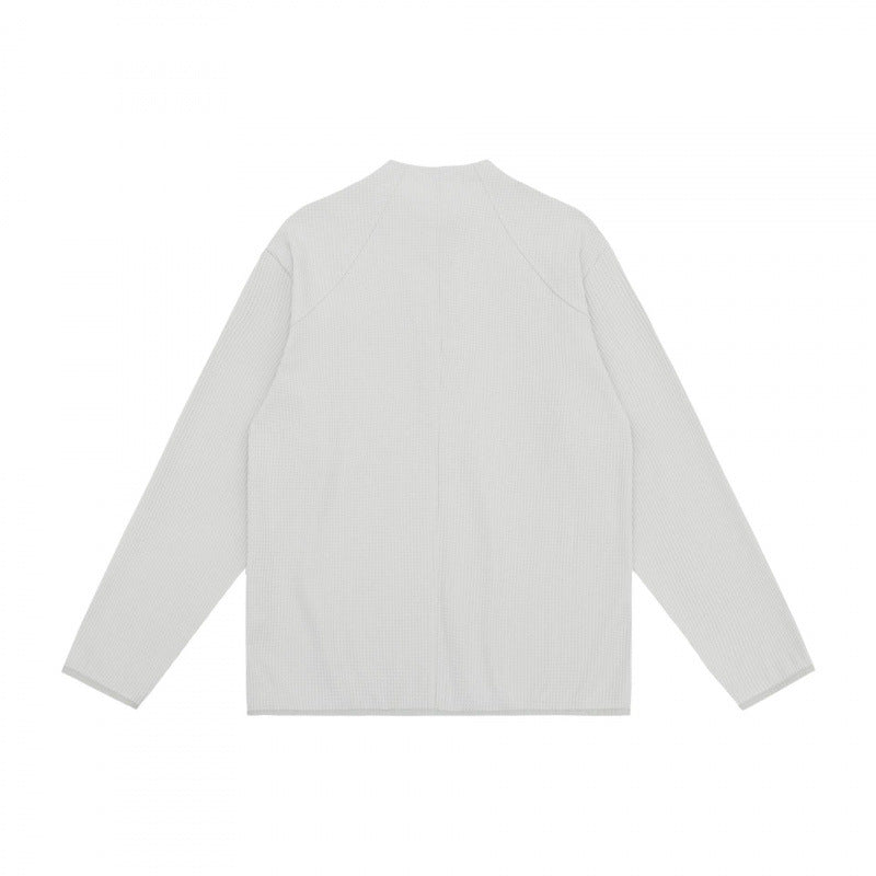 Unisex Waffle Knit Half-Zip Pullover with Raglan Sleeves Chichicherry