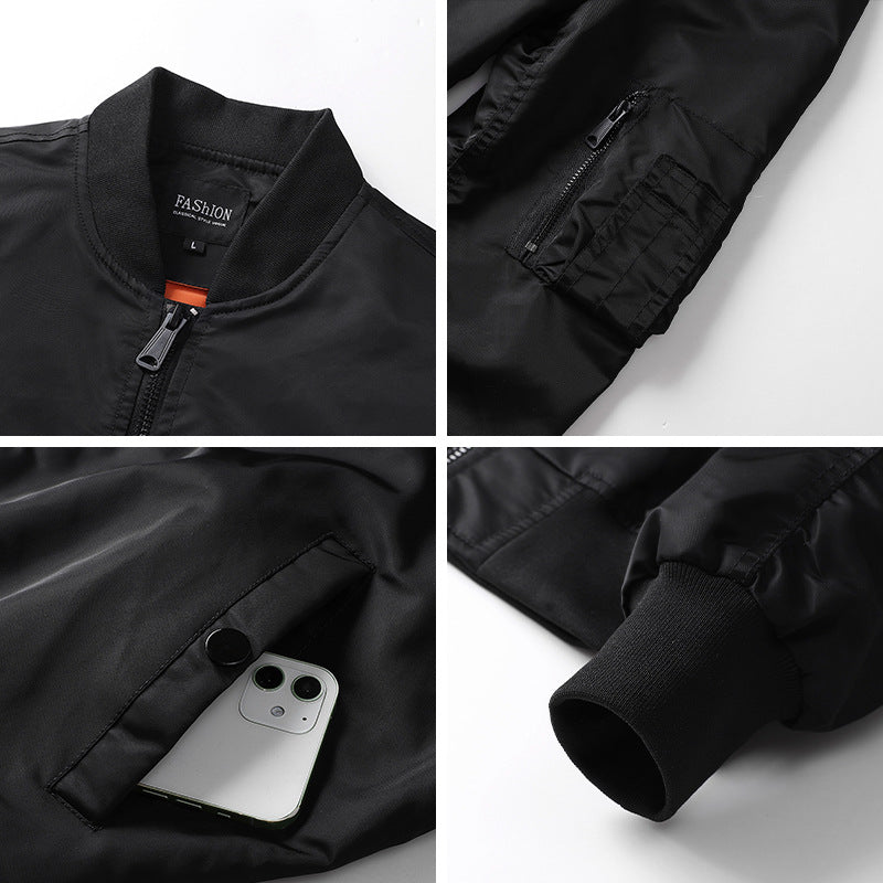 Men's lightweight nylon bomber jacket in aviator utility style with sleeve pocket Chichicherry