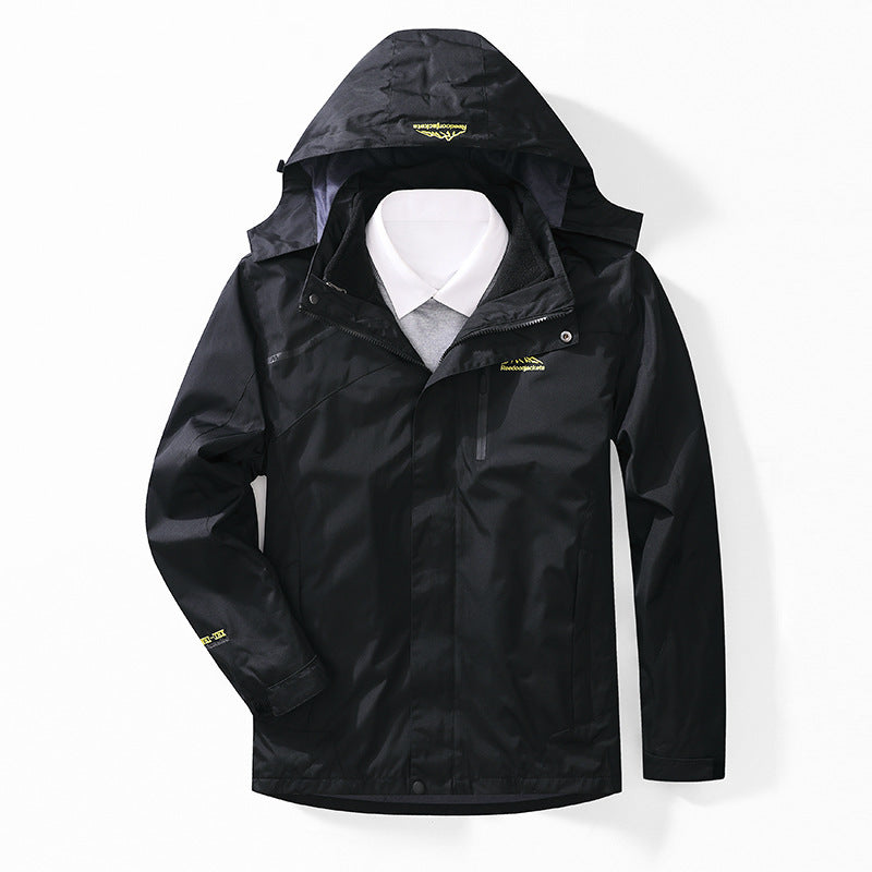 Men's two-layer waterproof outdoor jacket with fleece collar and hood Chichicherry