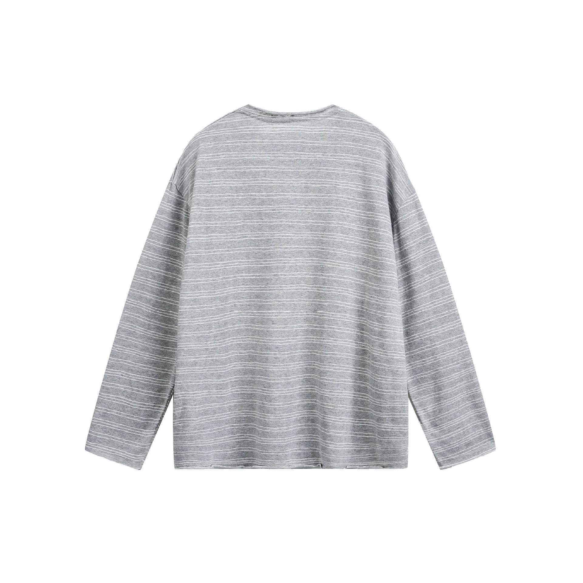 Unisex Oversized Long Sleeve Shirt made of fine cotton blend with subtle striped texture Chichicherry