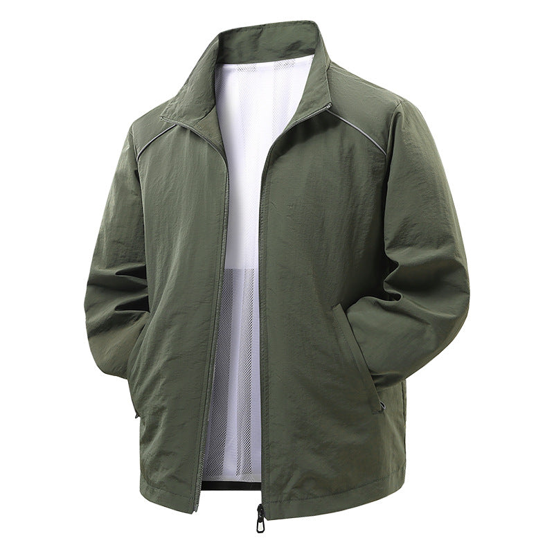 Men's Lightweight Wind and Rain Jacket with Mesh Lining and Reflective Shoulder Piping Chichicherry