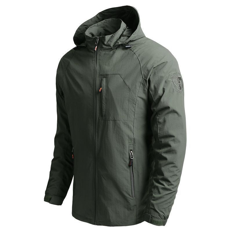 Men's lightweight technical hooded field jacket with chest zipper and multifunctional pockets Chichicherry