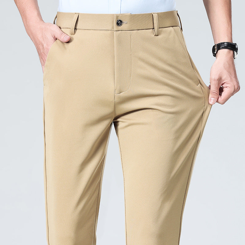Men's Elegant Straight-Cut Stretch Business Trousers with Crease Chichicherry