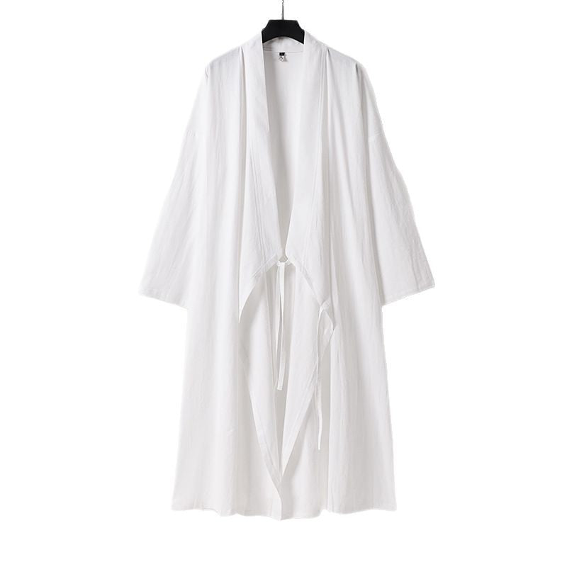 Unisex Longer Kimono Coat with Tie Belt, Loose Fit and Minimalist Silhouette Chichicherry