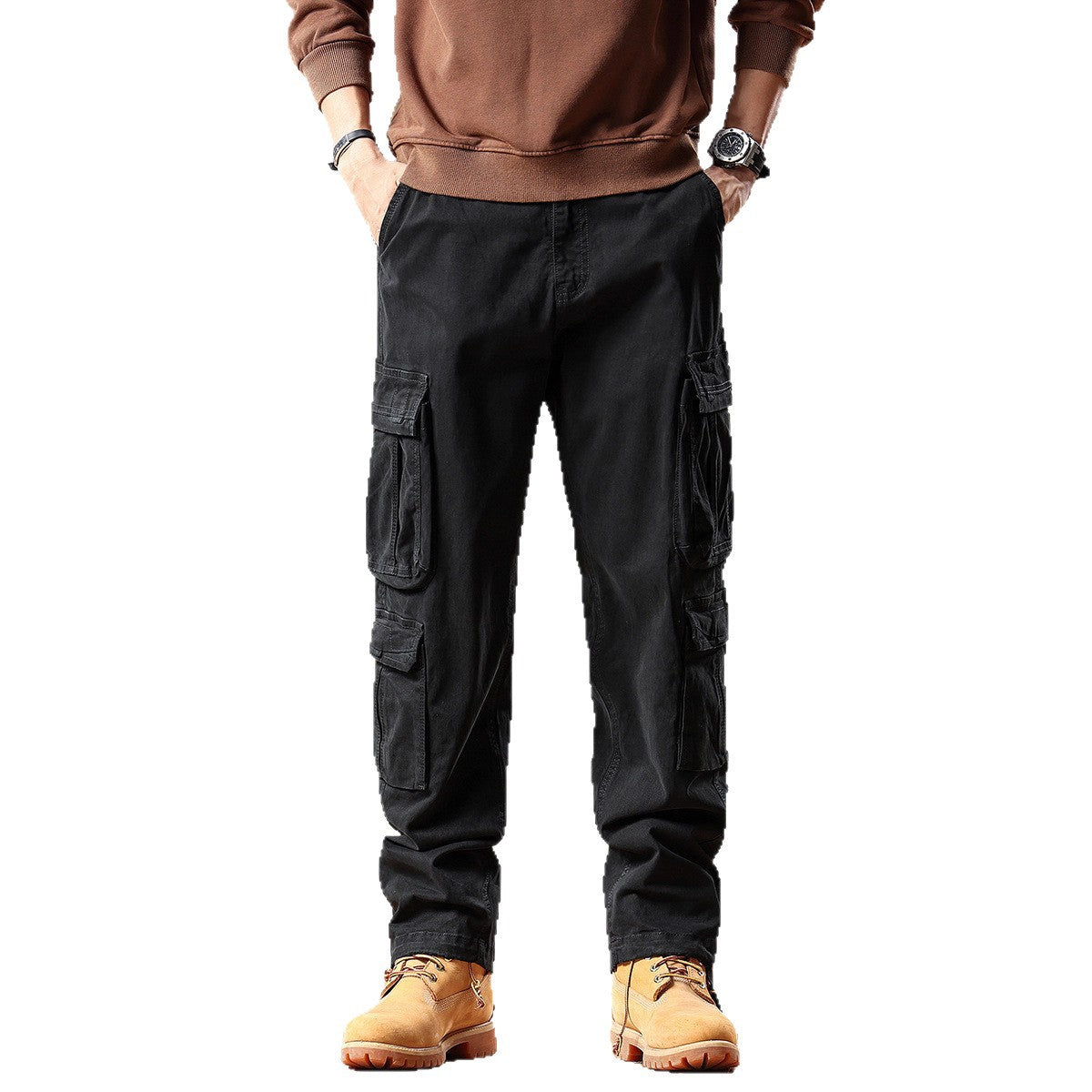 Men's Robust Cargo Pants made of Cotton Twill with Multiple Pockets Chichicherry