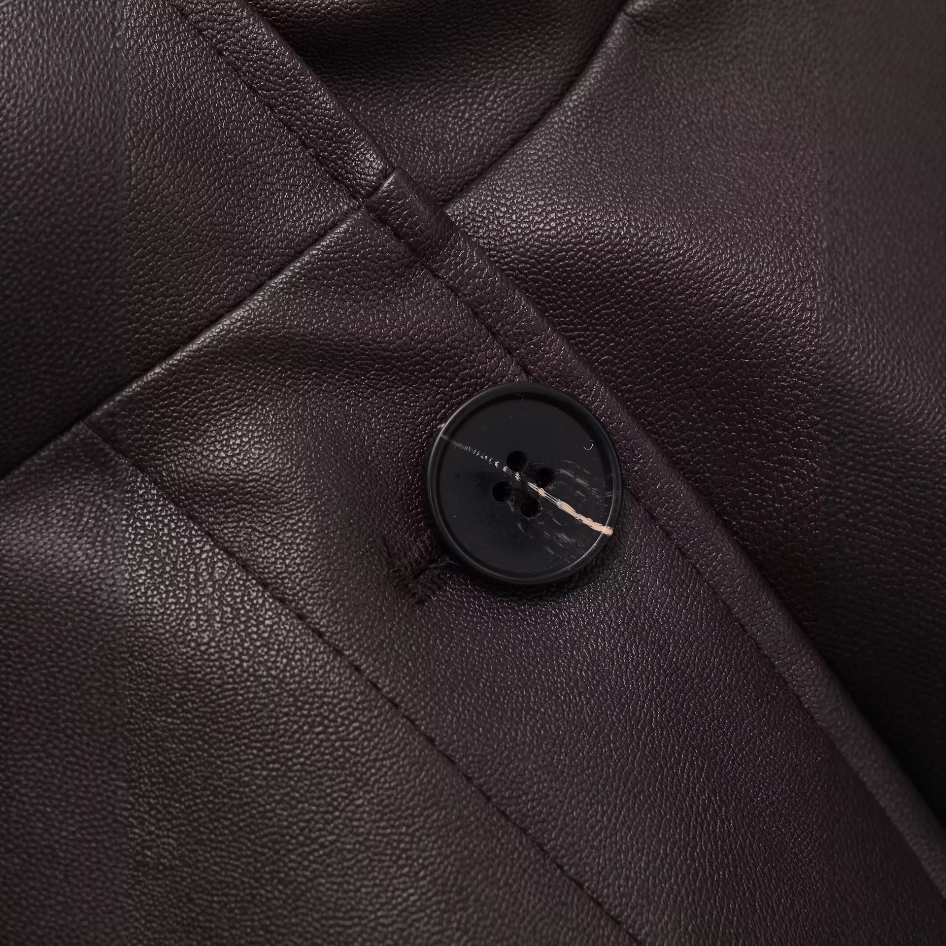 Women's short jacket made of vegan leather look in boxy oversized cut Chichicherry