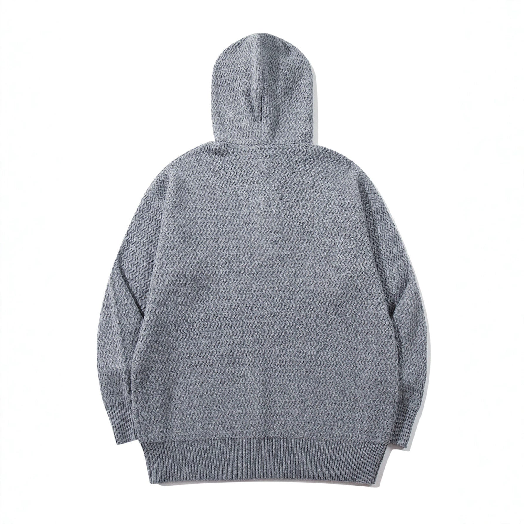 Unisex Structured Hooded Knit Sweater with Henley Button Placket Chichicherry