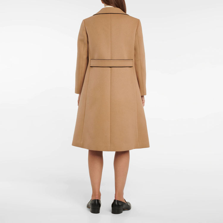 Ladies Tailored Wool Blend Coat with Wide Lapels and Flared Skirt Chichicherry