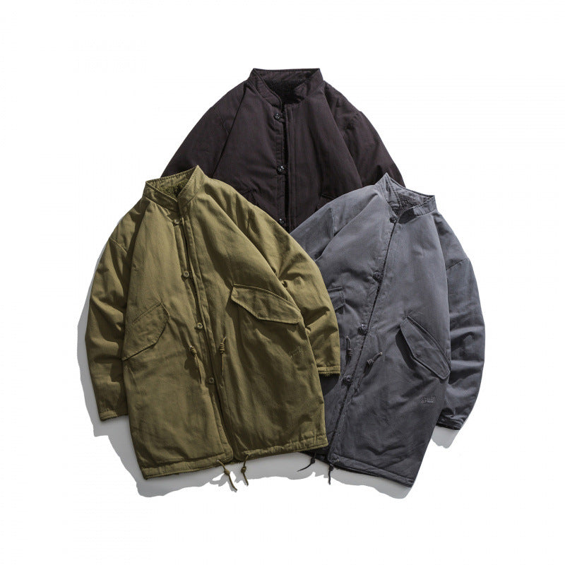 Men's Insulated Parka Jacket in Oversized Cut with Sherpa Lining and Drawstring Hem Chichicherry