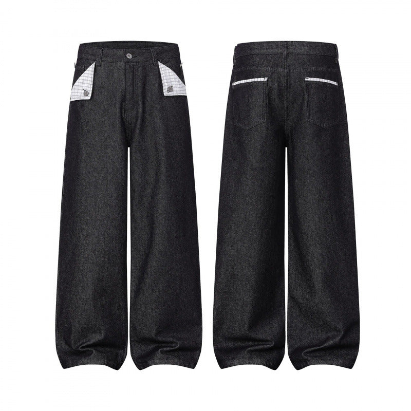 Ladies Wide Balloon Jeans with High Waist, Contrasting Flap Pockets and Balloon-Shaped Hem Chichicherry