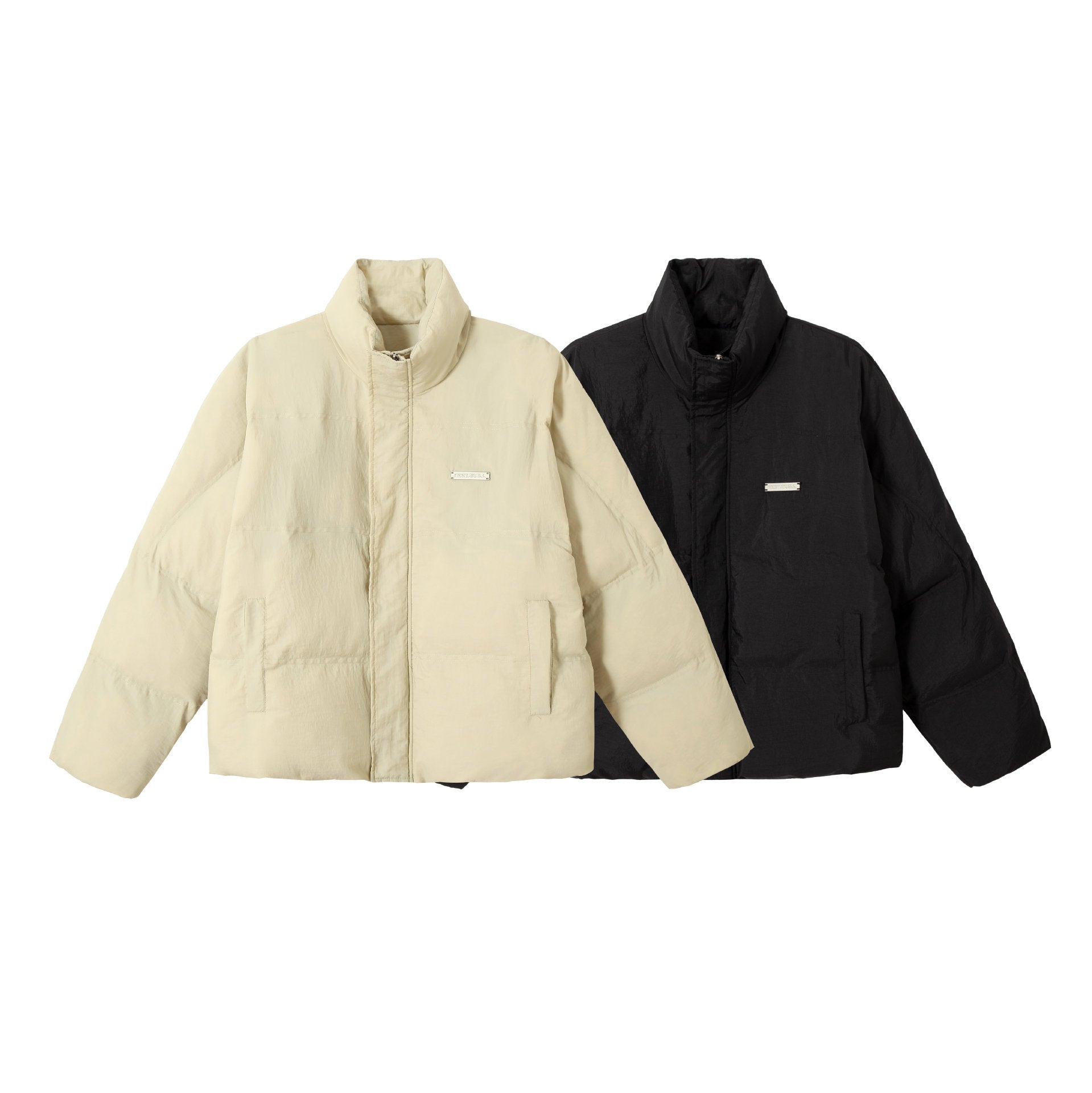Unisex Boxy-Puffer Blouson with high stand-up collar and concealed front panel Chichicherry