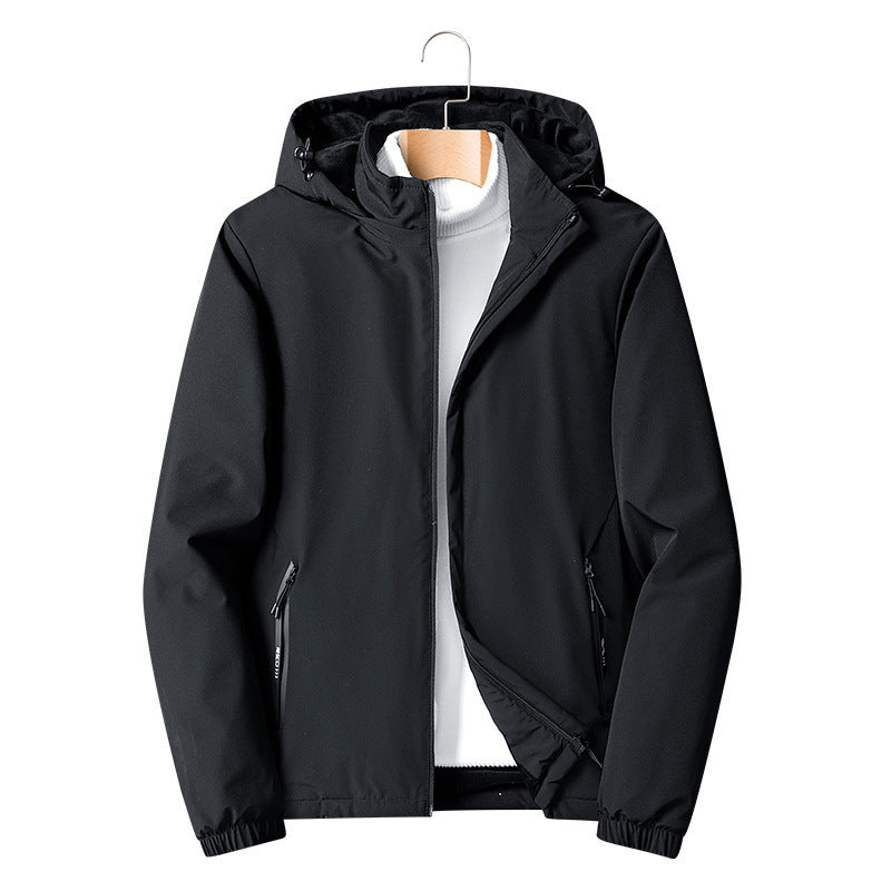 Men's Lightweight Softshell Jacket with Hood, Wind and Water Resistant Chichicherry