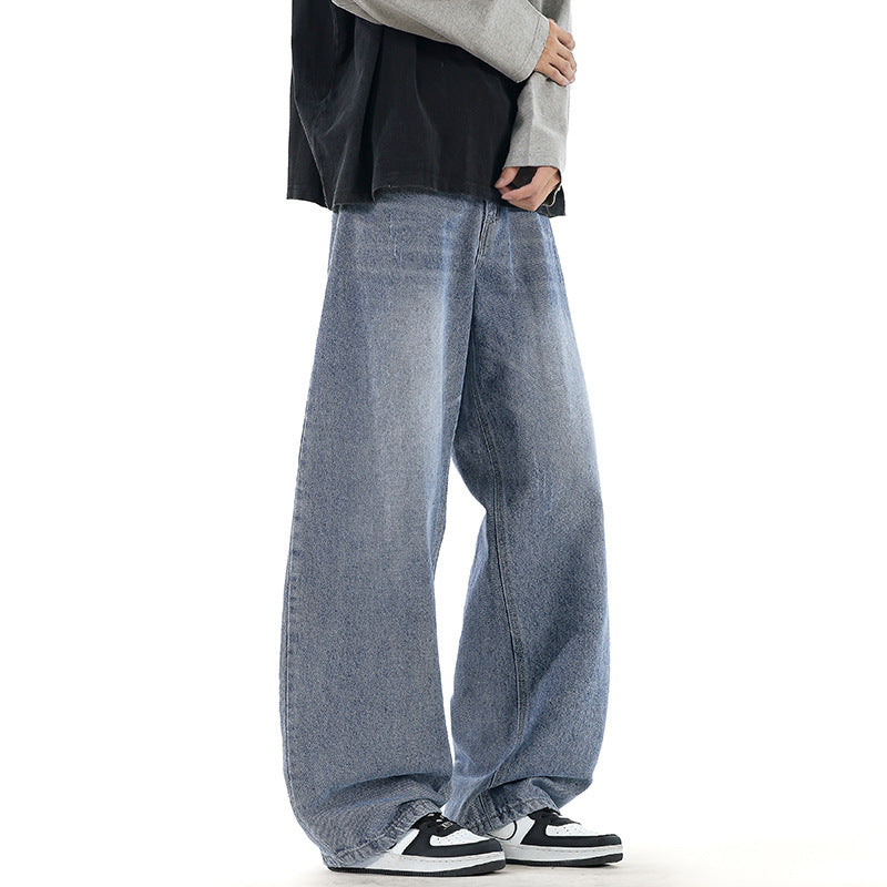 Men's Relaxed Wide-Leg Denim Pants with Extra Wide Leg and Vintage Fade Chichicherry
