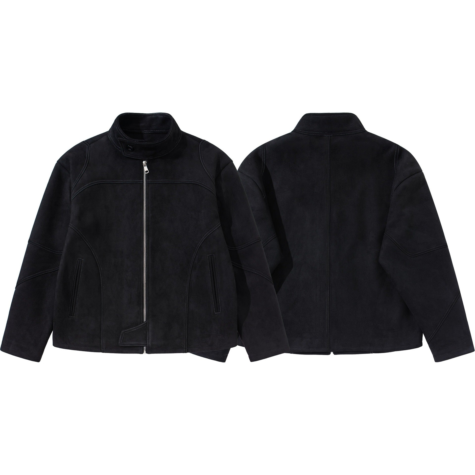 Men's short jacket in suede leather look with stand-up collar and distinctive dividing seam Chichicherry