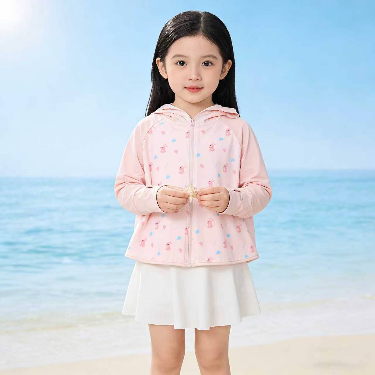 Girls transition jacket with hood and cute animal motif Chichicherry