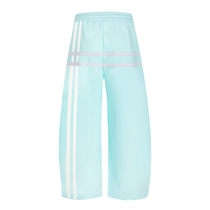Ladies wide culotte sweatpants in palazzo style with comfort waistband, drawstring, and decorative waistband Chichicherry