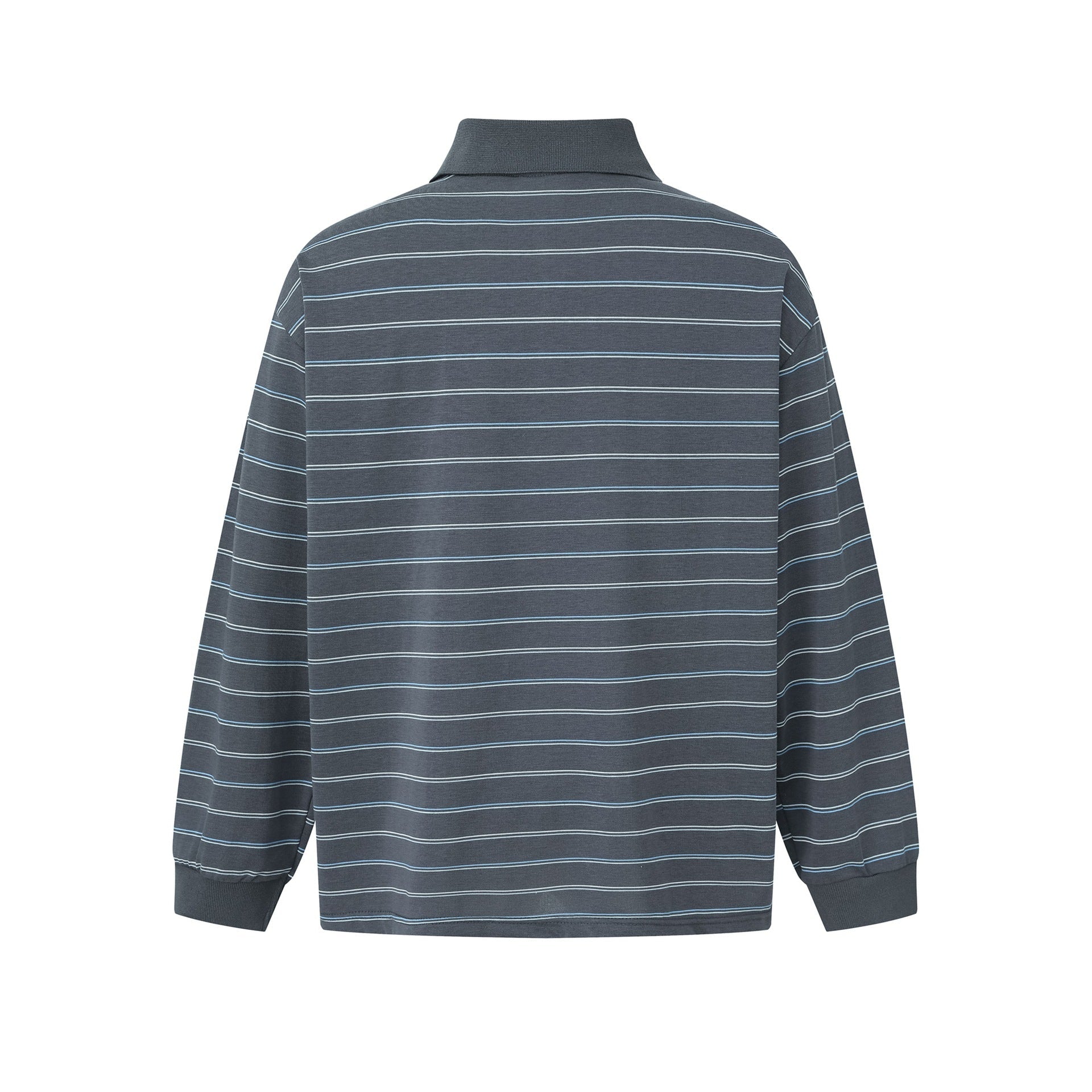 Men's long sleeve polo shirt in oversized cut with fine stripes and ribbed collar Chichicherry