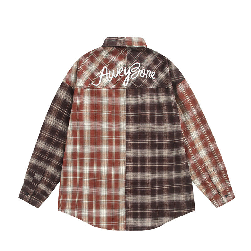 Unisex Split Check Overshirt in Shirt Jacket Style Chichicherry