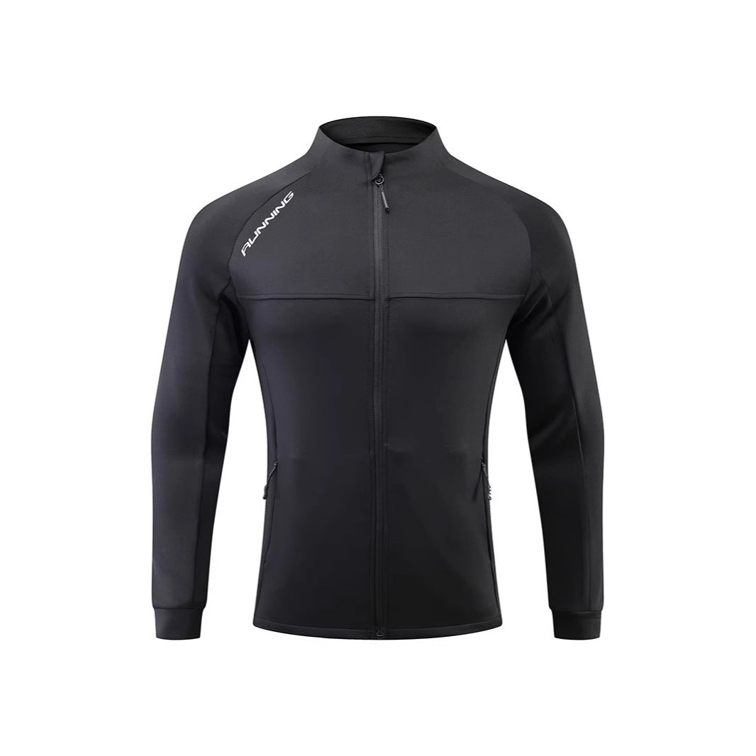 Men's running training jacket with wind-resistant stretch, slim fit and zippered pockets Chichicherry