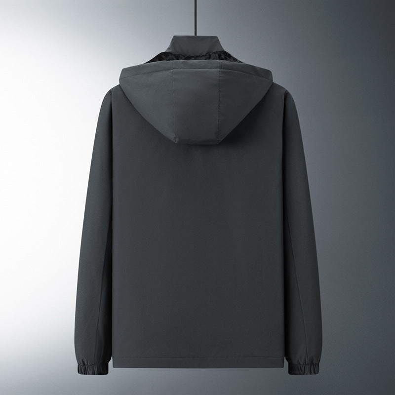 Men's Urban Minimalist Softshell Hoodie Jacket with Concealed Zippers and Elastic Hem Chichicherry