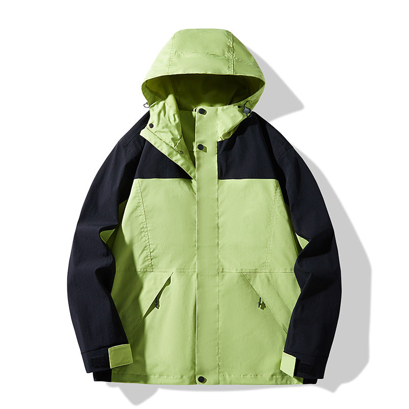 Men's Technical Colorblock Softshell Rain Jacket with Adjustable Hood Chichicherry