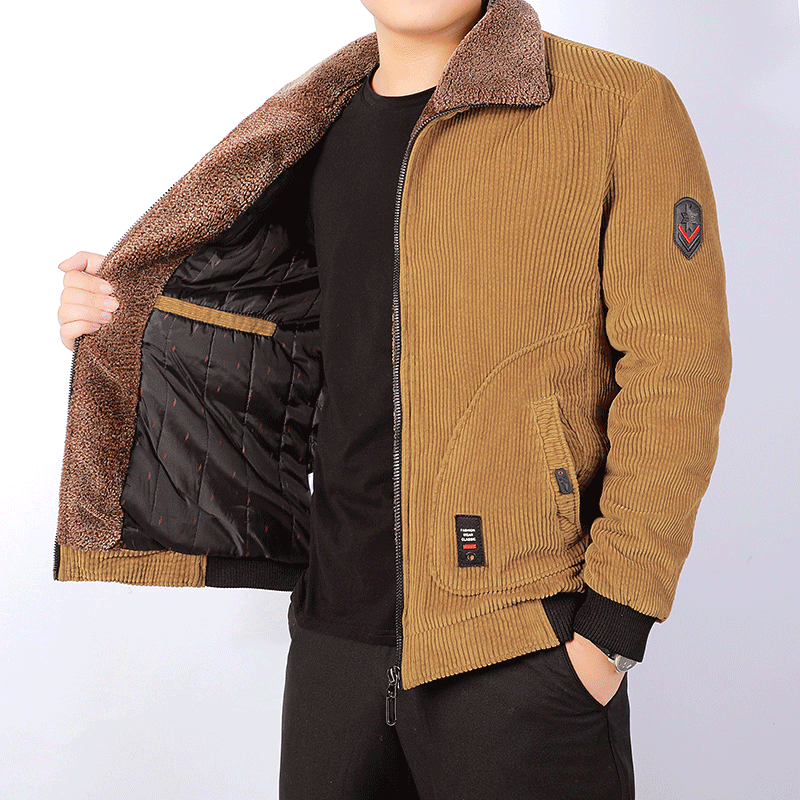 Men's cord jacket with sherpa collar and warming teddy fleece lining Chichicherry