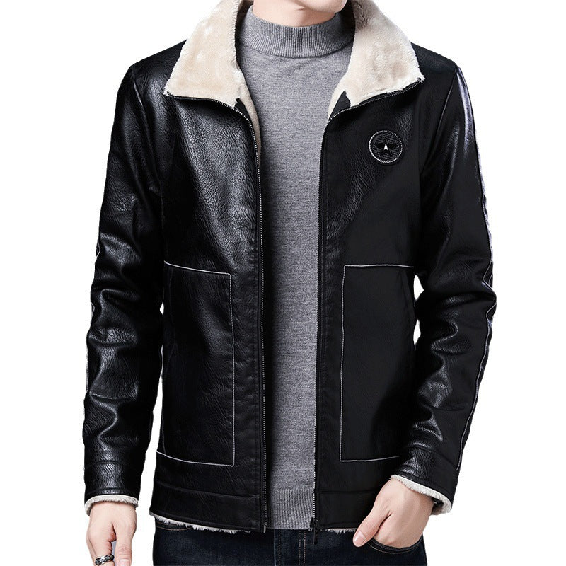 Men's pilot blouson in leather look with Sherpa lining and stand-up collar Chichicherry