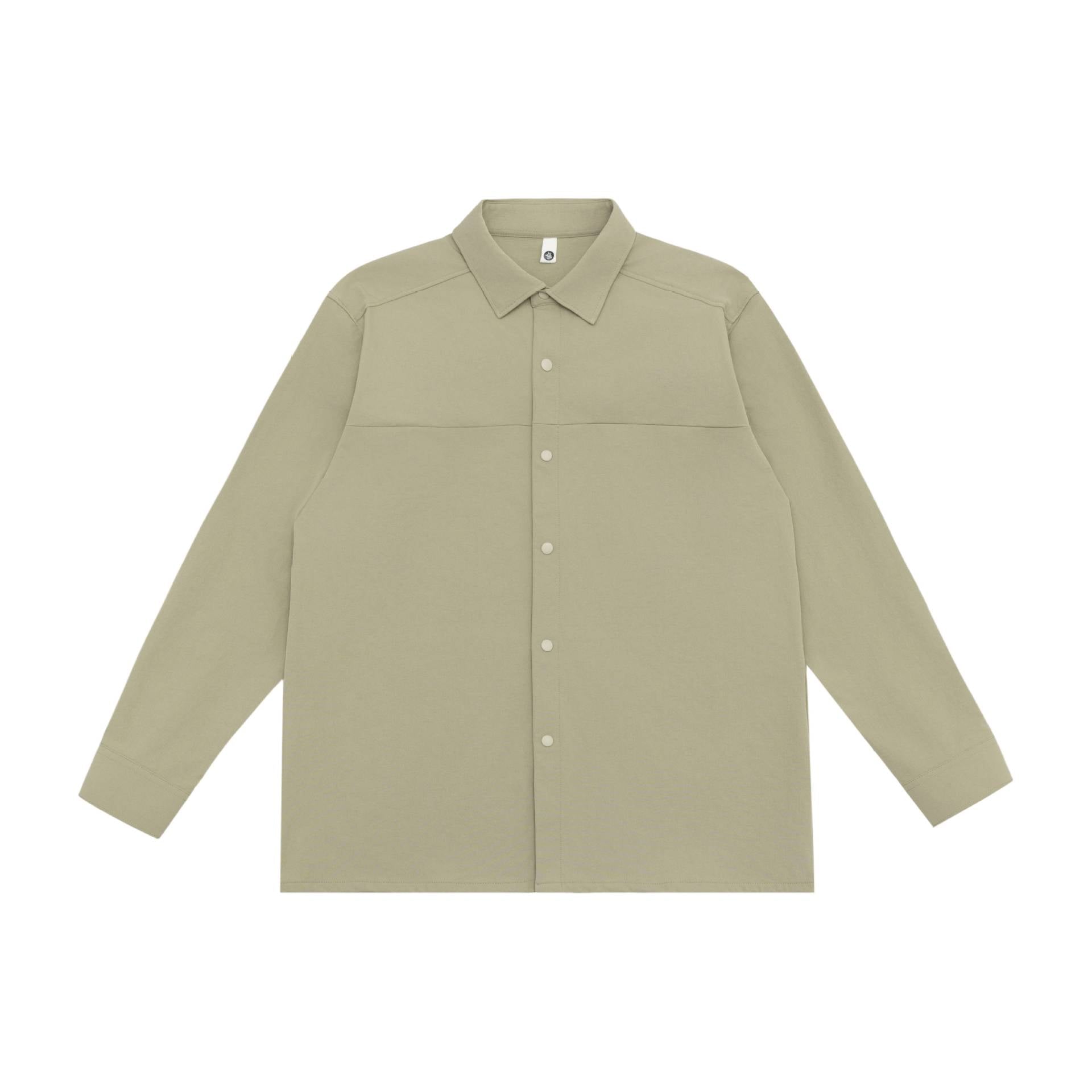 Unisex Longline Shirt Jacket in Boxy Cut made of heavy sweat quality with concealed snap button placket Chichicherry