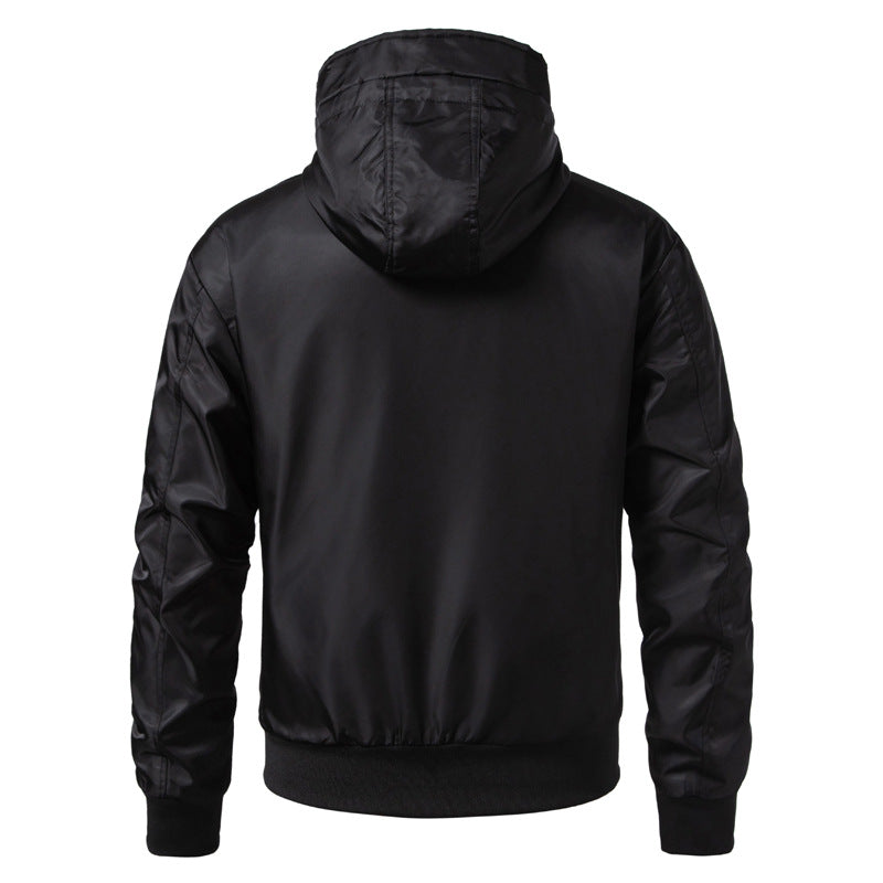 Men's hooded bomber jacket in an urban retro look with contrast stripes, wind-resistant exterior, and ribbed cuffs Chichicherry