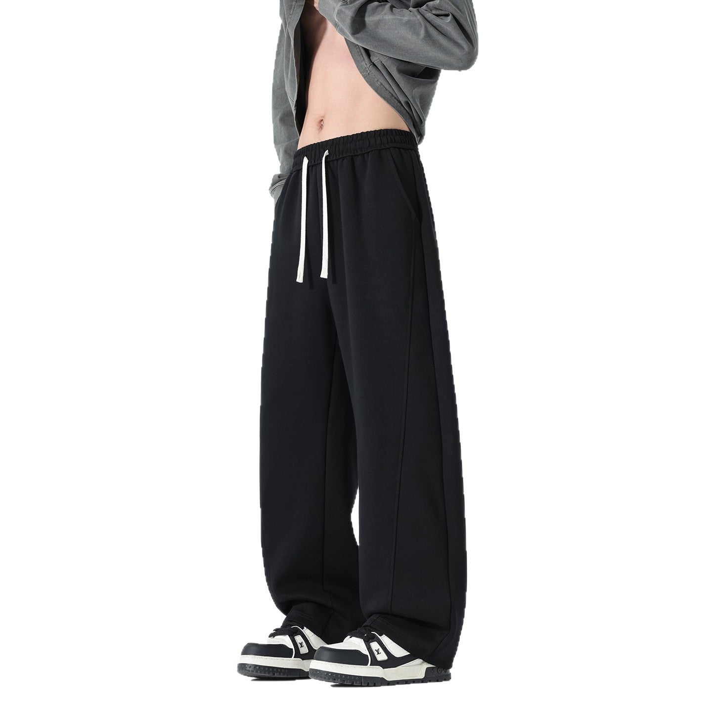 Men's Extra Wide Sweatpants in Palazzo Look with Drawstring Waist and Side Pockets Chichicherry