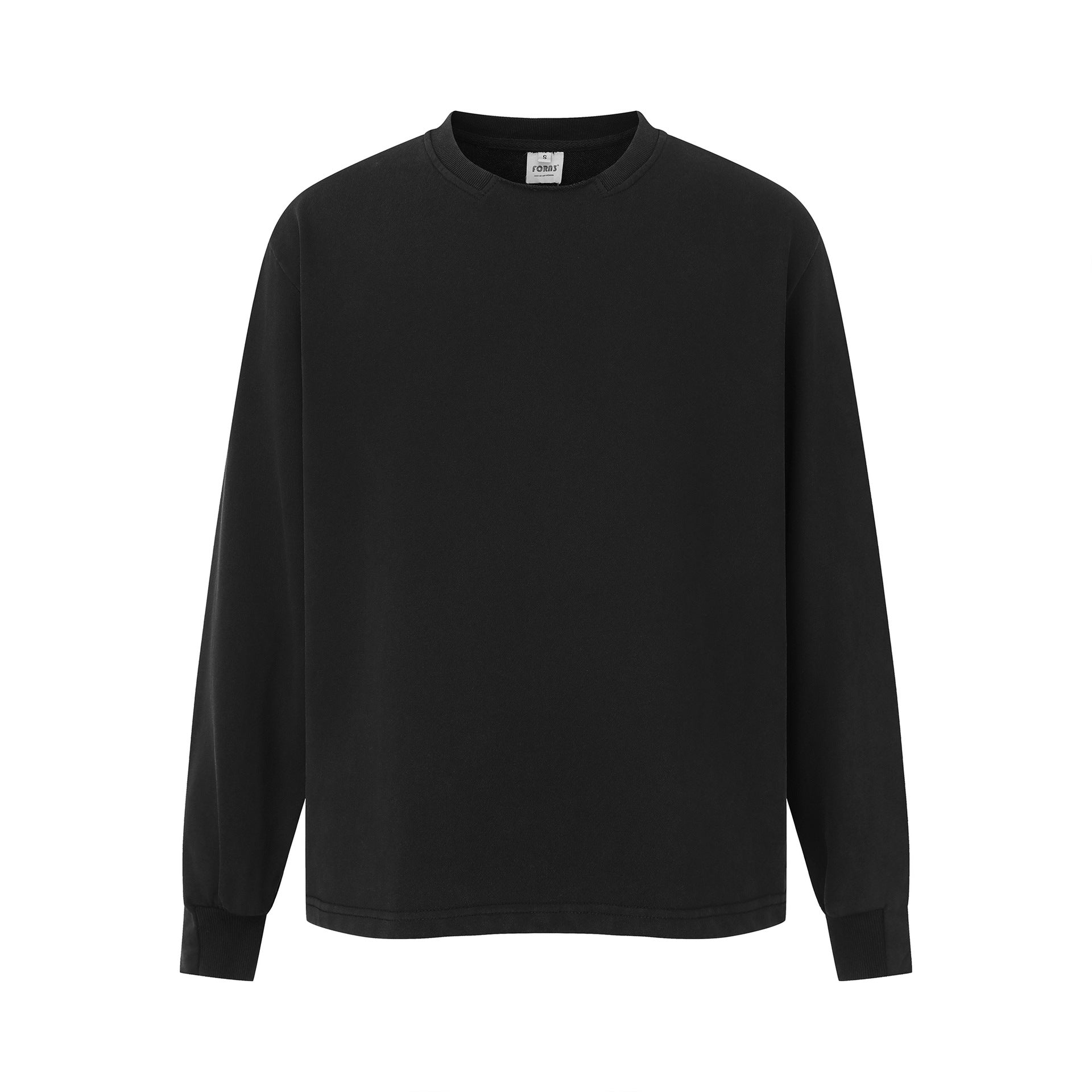 Unisex Minimalist Heavyweight Crew Neck Sweatshirt with Reinforced Collar and Extended Back Hem Chichicherry