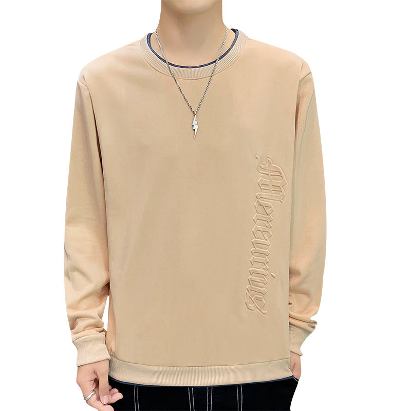 Men's casual sweatshirt with side 3D embossing, round neck and ribbed cuffs Chichicherry