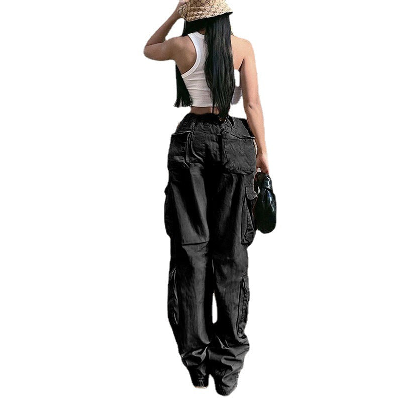 Women wide cargo pants in baggy style with multifunctional pockets and adjustable hem Chichicherry