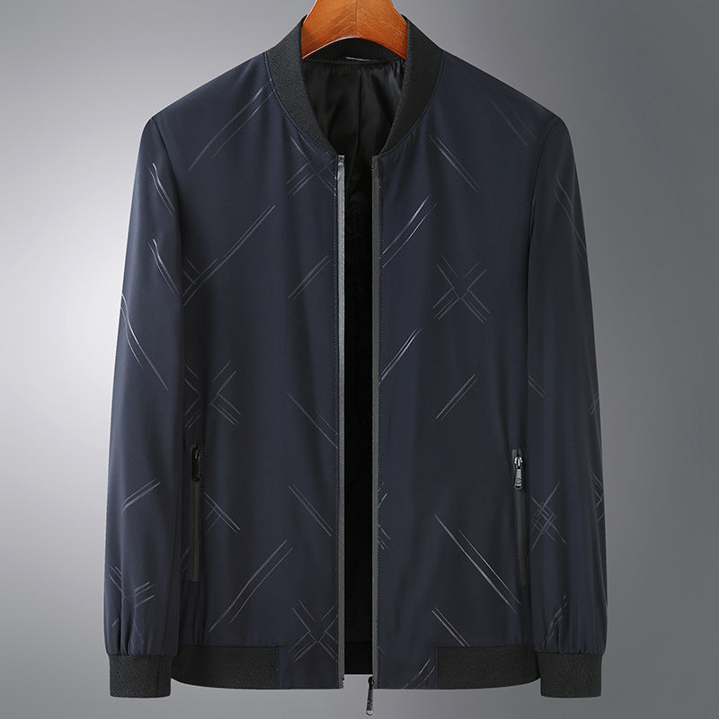 Men Lightweight Bomber Jacket made of water-repellent microfiber with concealed zipper and discreet reflective print Chichicherry
