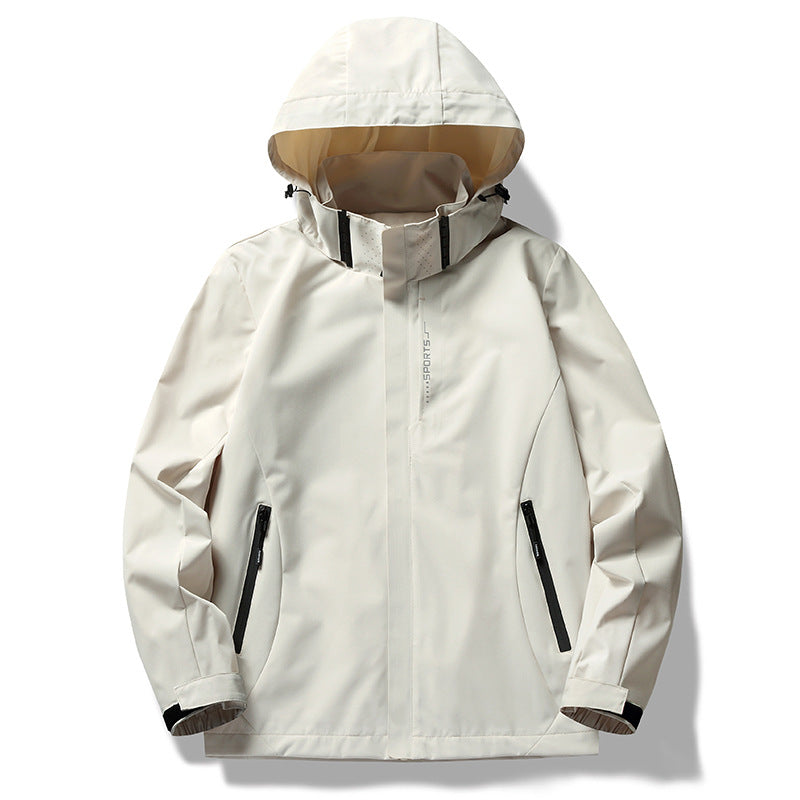 Men's waterproof and windproof technical hooded outdoor jacket with welded seams and breathable lining Chichicherry