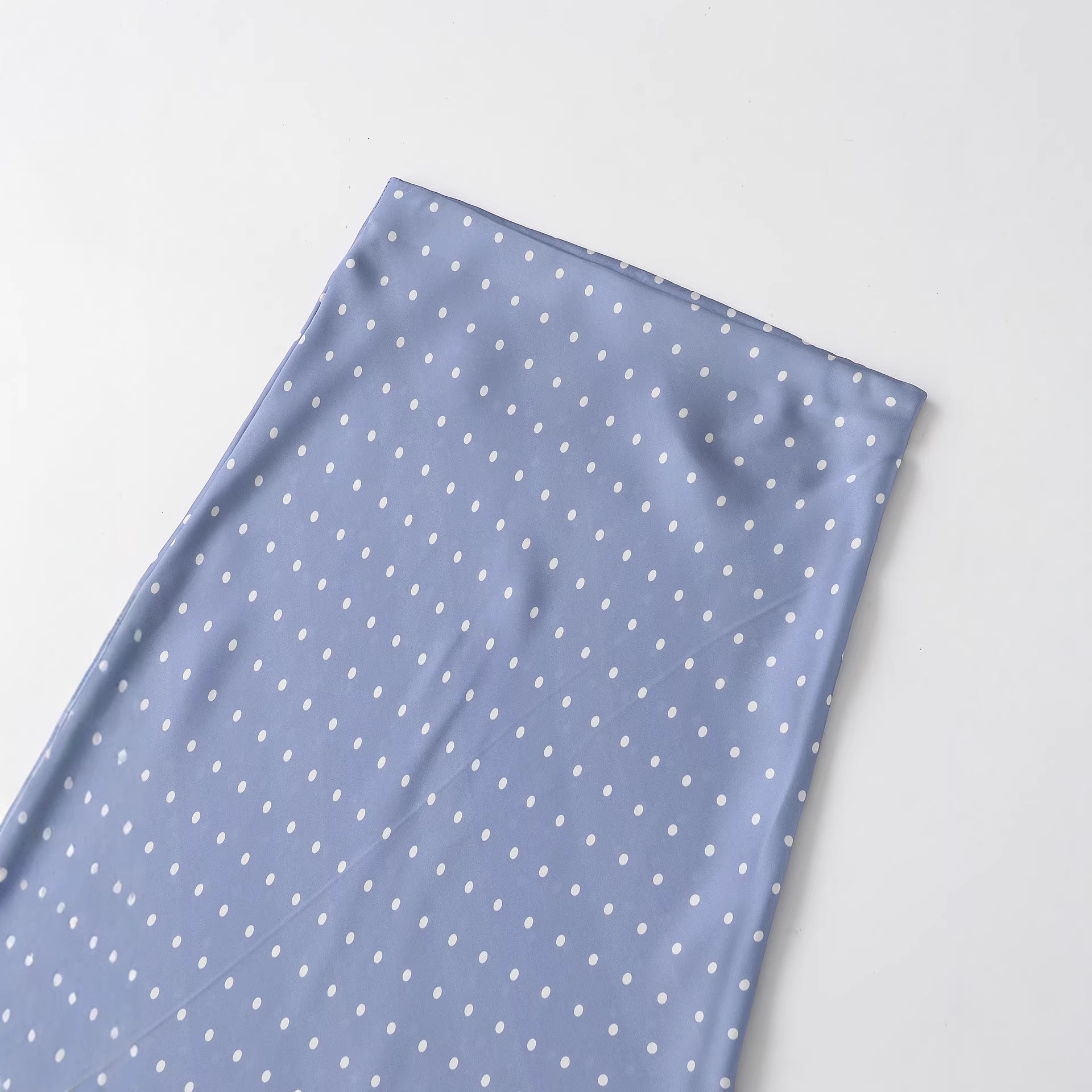 Women's midi skirt made of satin in A-line cut with high waist and polka dot print Chichicherry