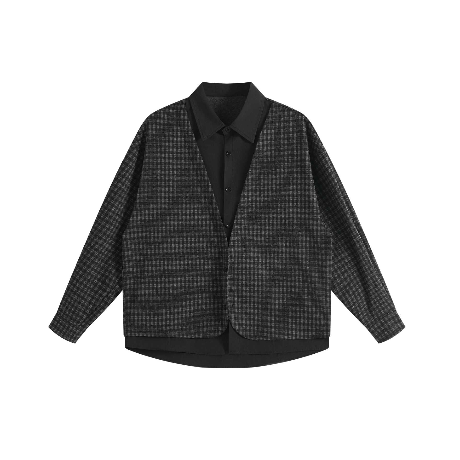Women's oversized shirt jacket in layering look with check pattern Chichicherry