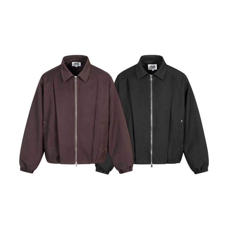 Unisex Boxy transitional blouse with shirt collar, two-way metal zipper and elastic cuffs Chichicherry