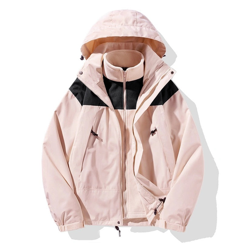 Men's Two-Piece Softshell Set with Removable Fleece Inner Layer and Adjustable Hood Chichicherry