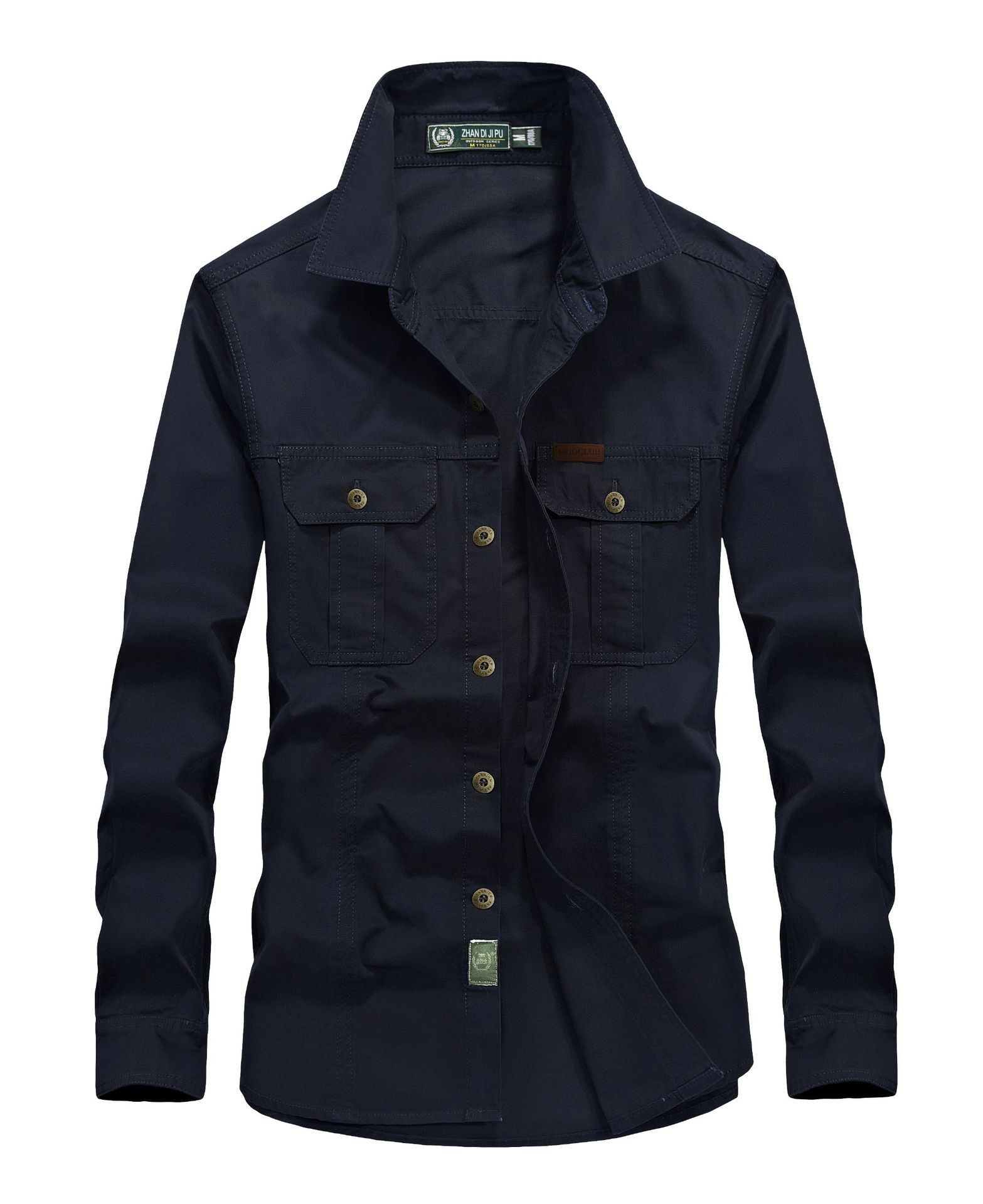 Men's lightweight canvas field shirt jacket with chest flap pockets and reinforced seams Chichicherry