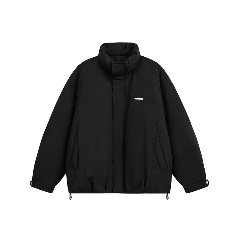 Men's Oversized Quilted Blouson Jacket with Stand-up Collar and Drawstring Chichicherry