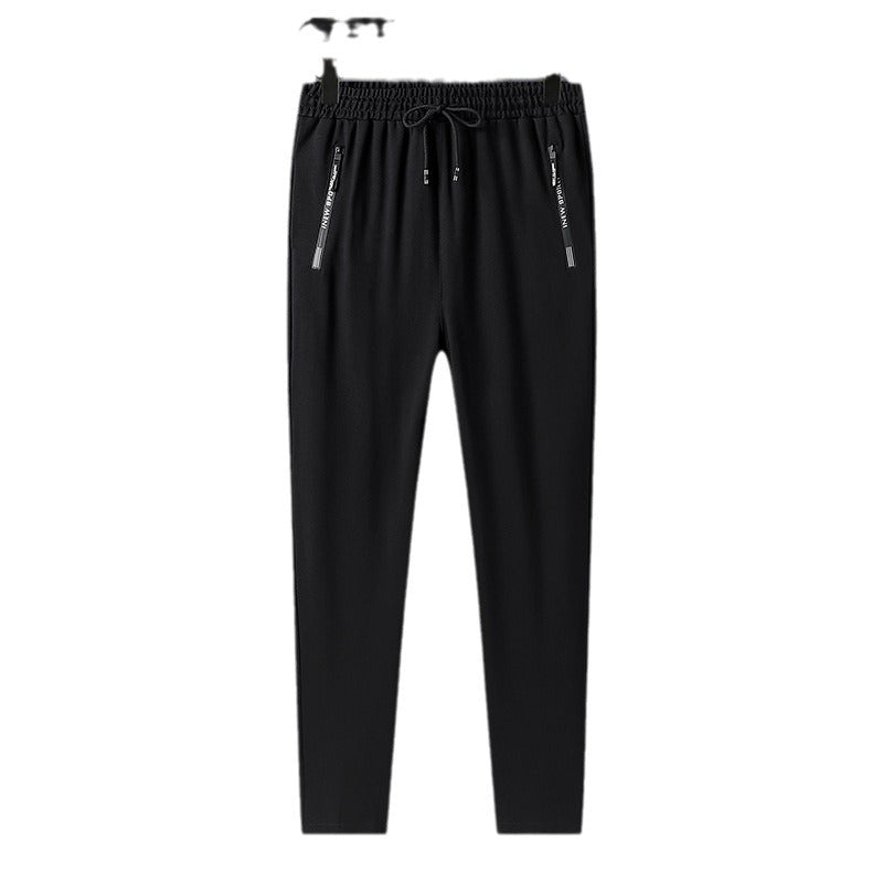 Men's Lightweight Performance Jogging Pants with Elastic Waistband Zipper Pockets and Slim Fit Chichicherry