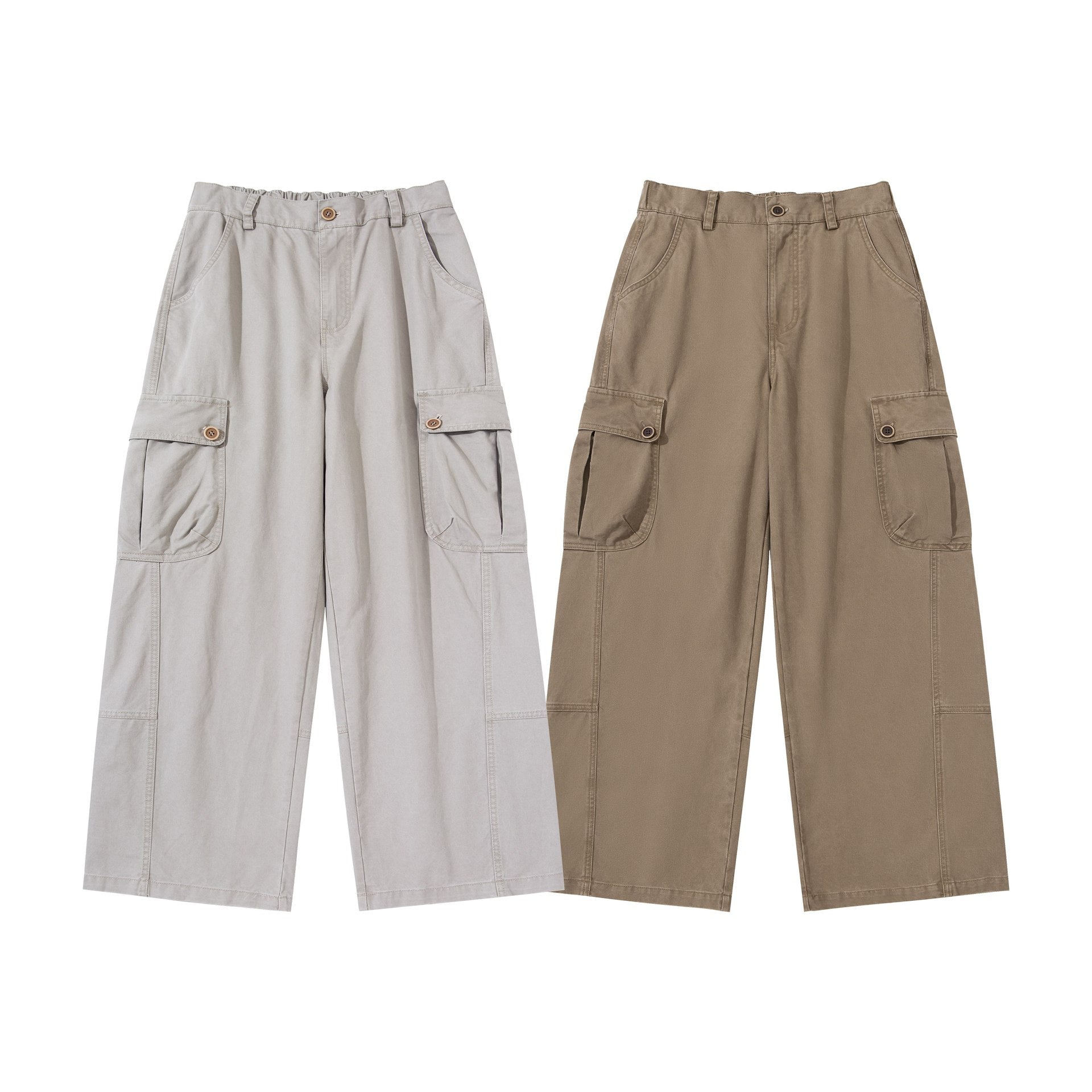 Women's high-waisted cargo pants with wide legs and flap pockets Chichicherry