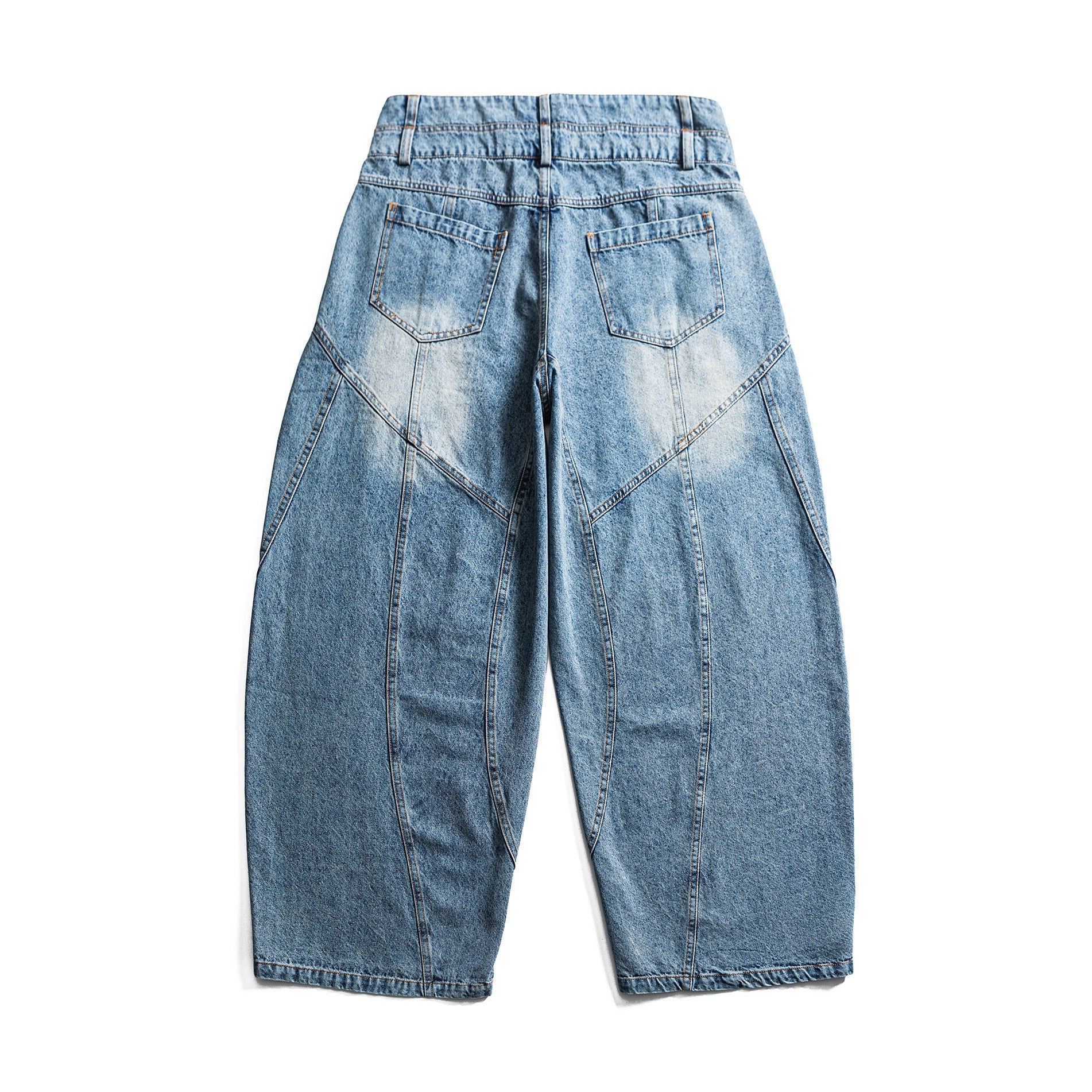 Ladies high-waisted balloon jeans with decorative seams and elastic hem Chichicherry