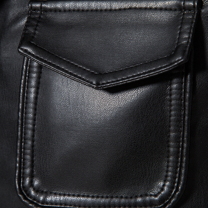 Men's field jacket in smooth leather look with flap pockets and slim fit Chichicherry