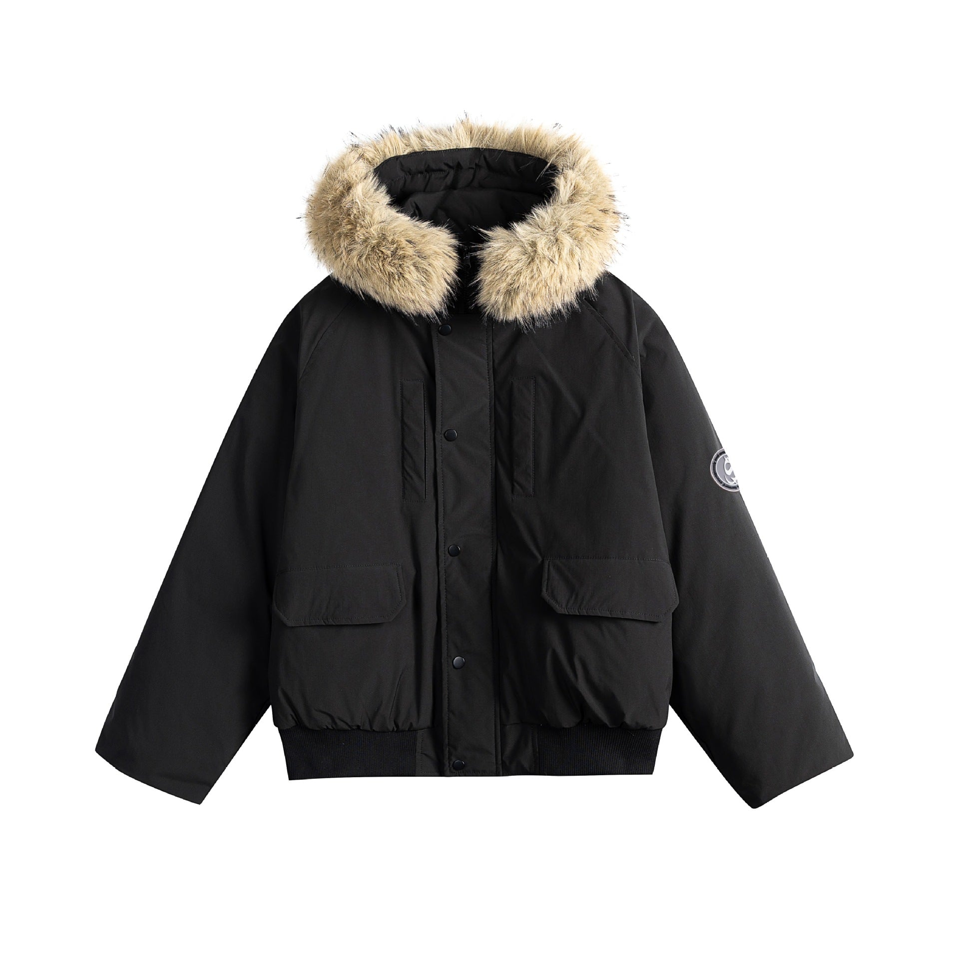 Men's short parka bomber with faux fur-lined hood and robust thermal insulation Chichicherry